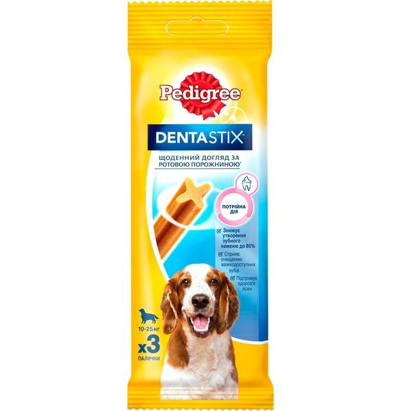 

Лакомство для собак Pedigree Denta Stix для чистки зубов 18*77г