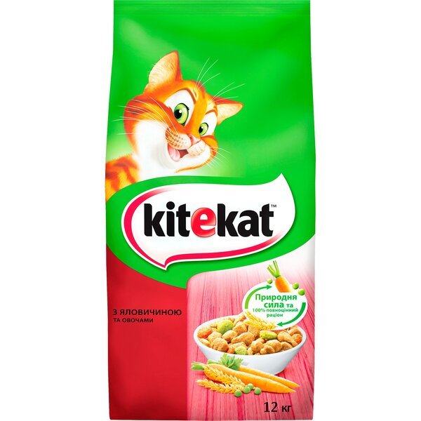 

Сухой корм для взрослых кошек KiteKat с говядиной и овощами 12кг