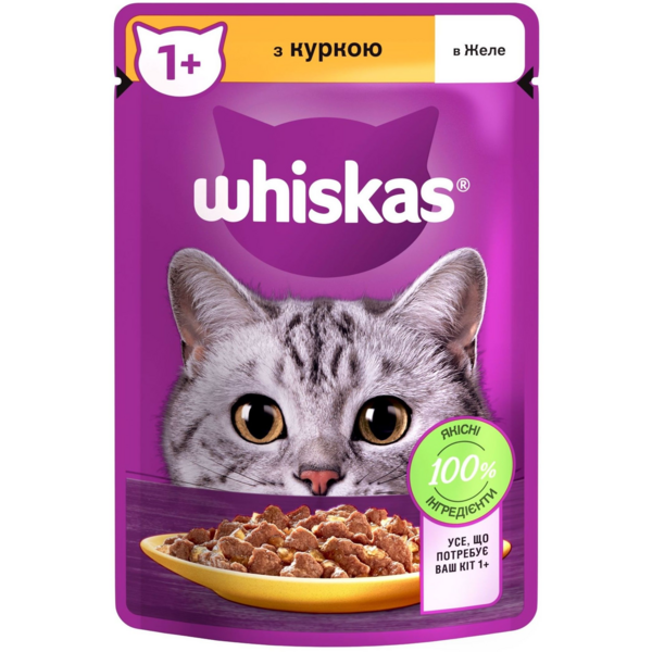 

Влажный корм для котов Whiskas с курицей в желе 85г