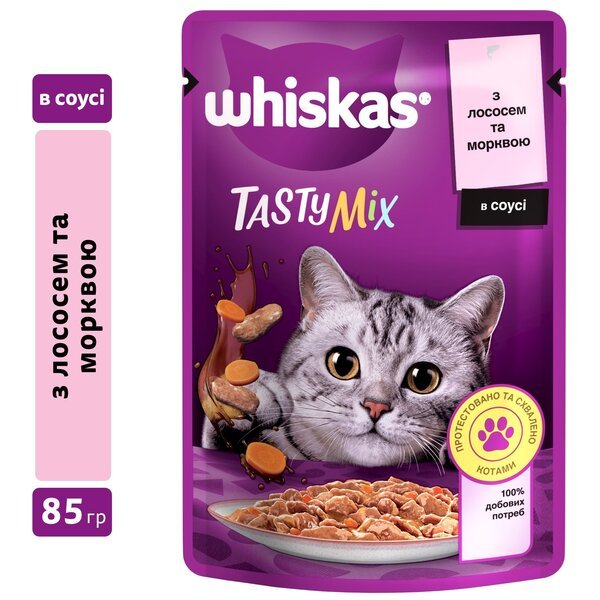 

Влажный корм для котов Whiskas TastyMix лосось морковка 85г