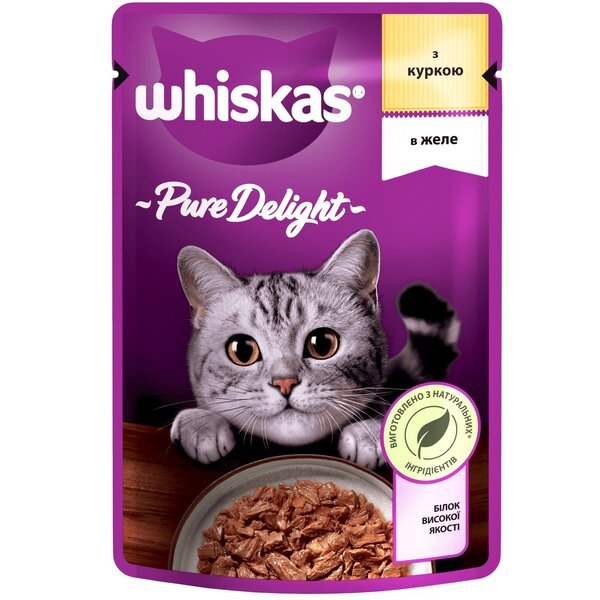 

Влажный корм для котов Whiskas Pure Delight c курицей в желе 85г