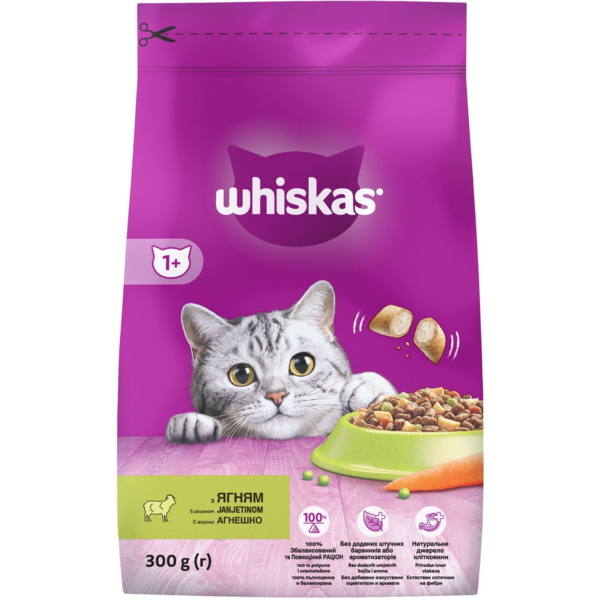 

Сухой корм для взрослых котов с ягненком Whiskas 300г