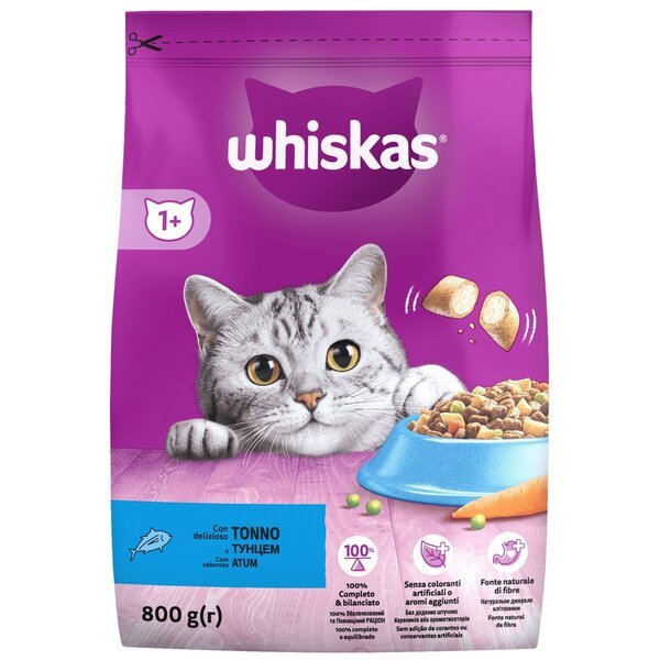 

Корм сухой для взрослых котов с тунцом Whiskas 800г