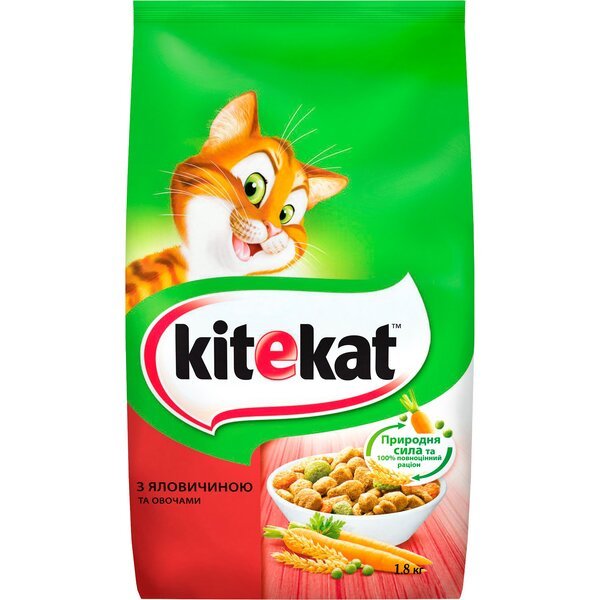 

Сухой корм для взрослых кошек KiteKat с говядиной и овощами 6*1,8кг