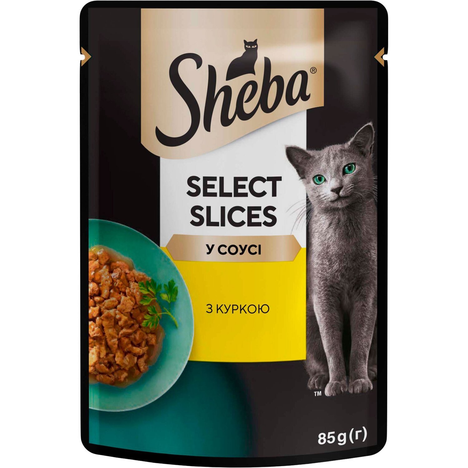 Вологий корм для кішок Sheba з куркою в соусі 85гфото