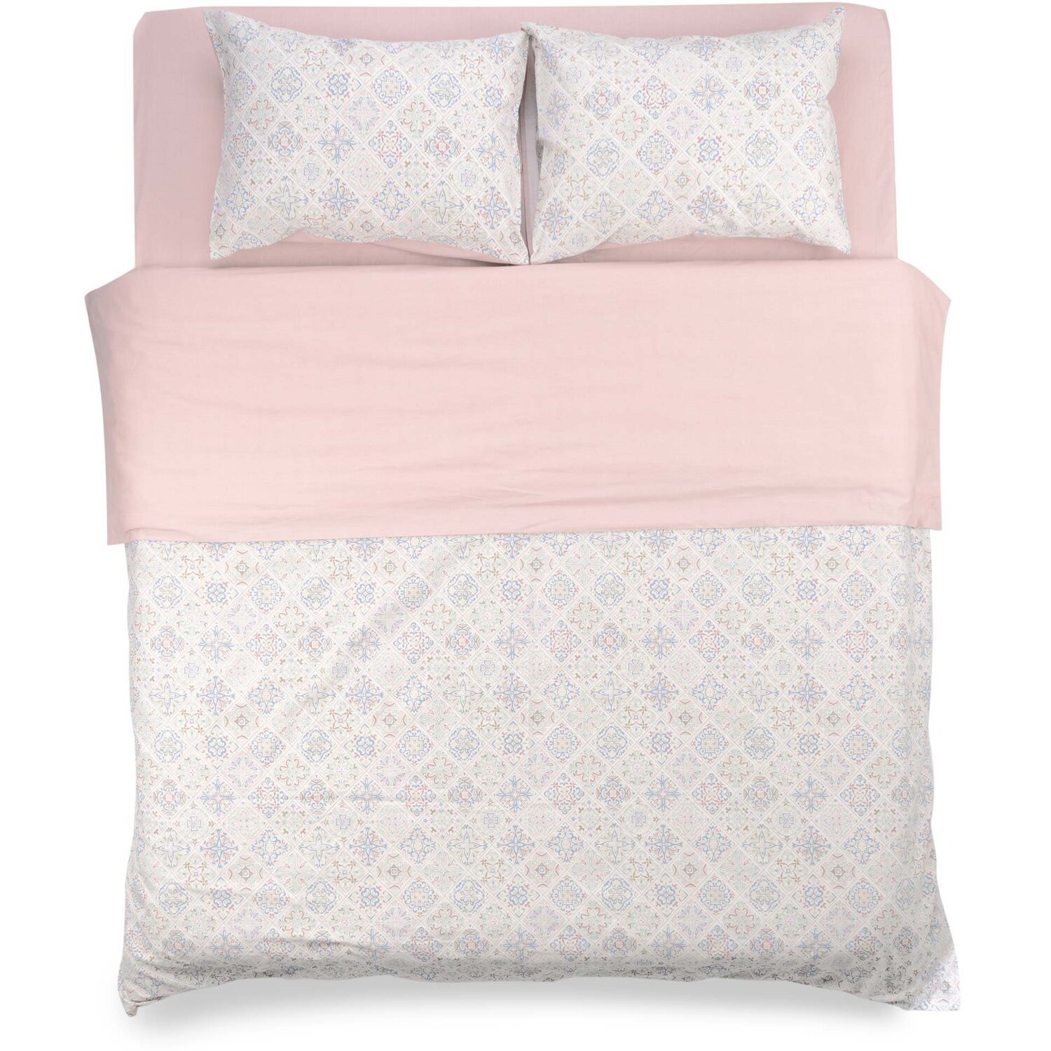 Набор постельного белья 1,5сп Ardesto Gloria, 160х220см, 100% хлопок, сатин, азулежу розовый (ART1622LP) фото 