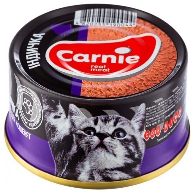 Паштет мясной для котят Carnie с индейкой 90 г фото 