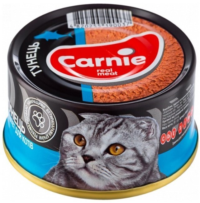 Паштет мясной для кошек Carnie с тунцом 90 г фото 