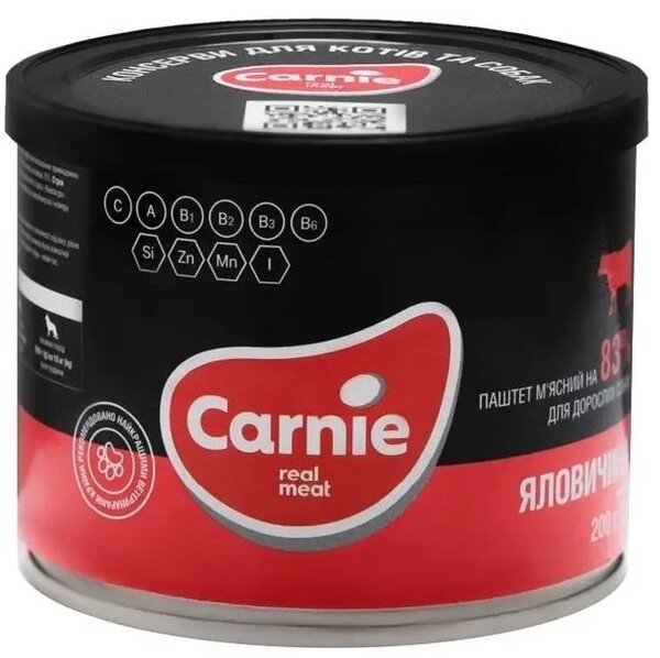 Паштет мясной для собак Carnie Dog из говядины 200 г