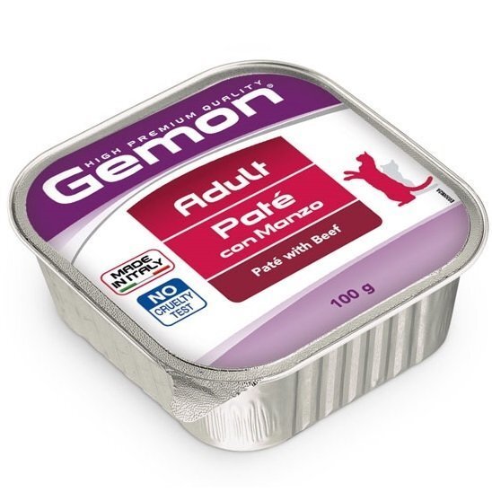 

Паштет из говядины для кошек Gemon cat adult beef 0,1 кг