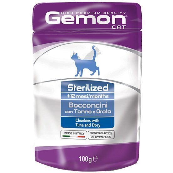

Влажный корм для кошек Gemon Cat Wet Adult Sterilized тунец с рыбой дори 100 г