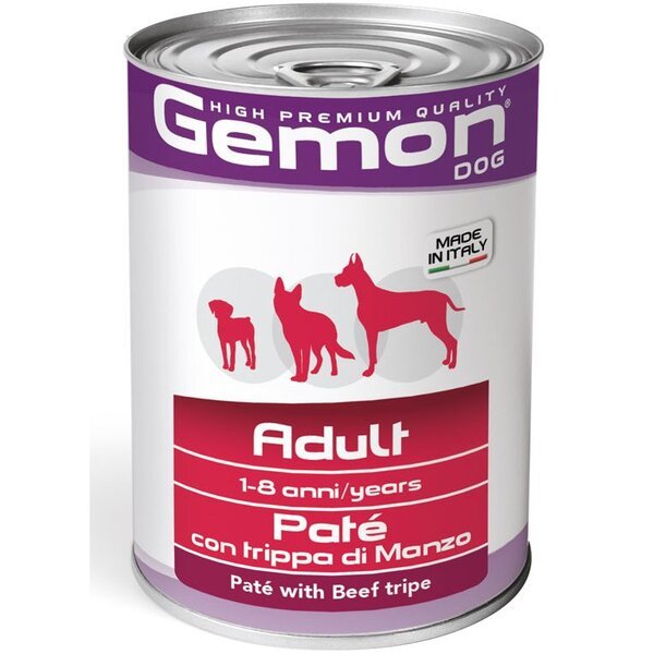 

Влажный корм для собак Gemon Dog Adult Pate beef tripe со вкусом говядины 0,4 кг