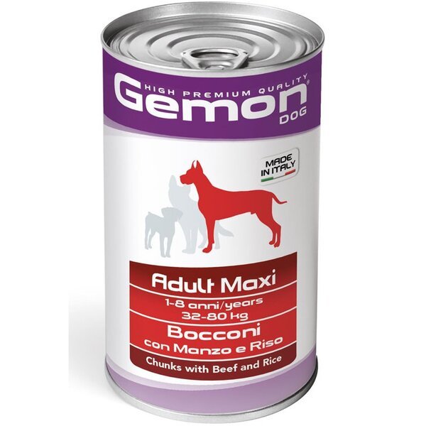 Влажный корм для собак Gemon Dog Maxi adult с говядиной и рисом 1.25 кг