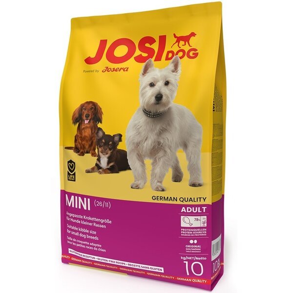 

Сухой корм для взрослых собак миниатюрных пород Josera JosiDog Mini с уткой, птицей и рисом, 10 кг