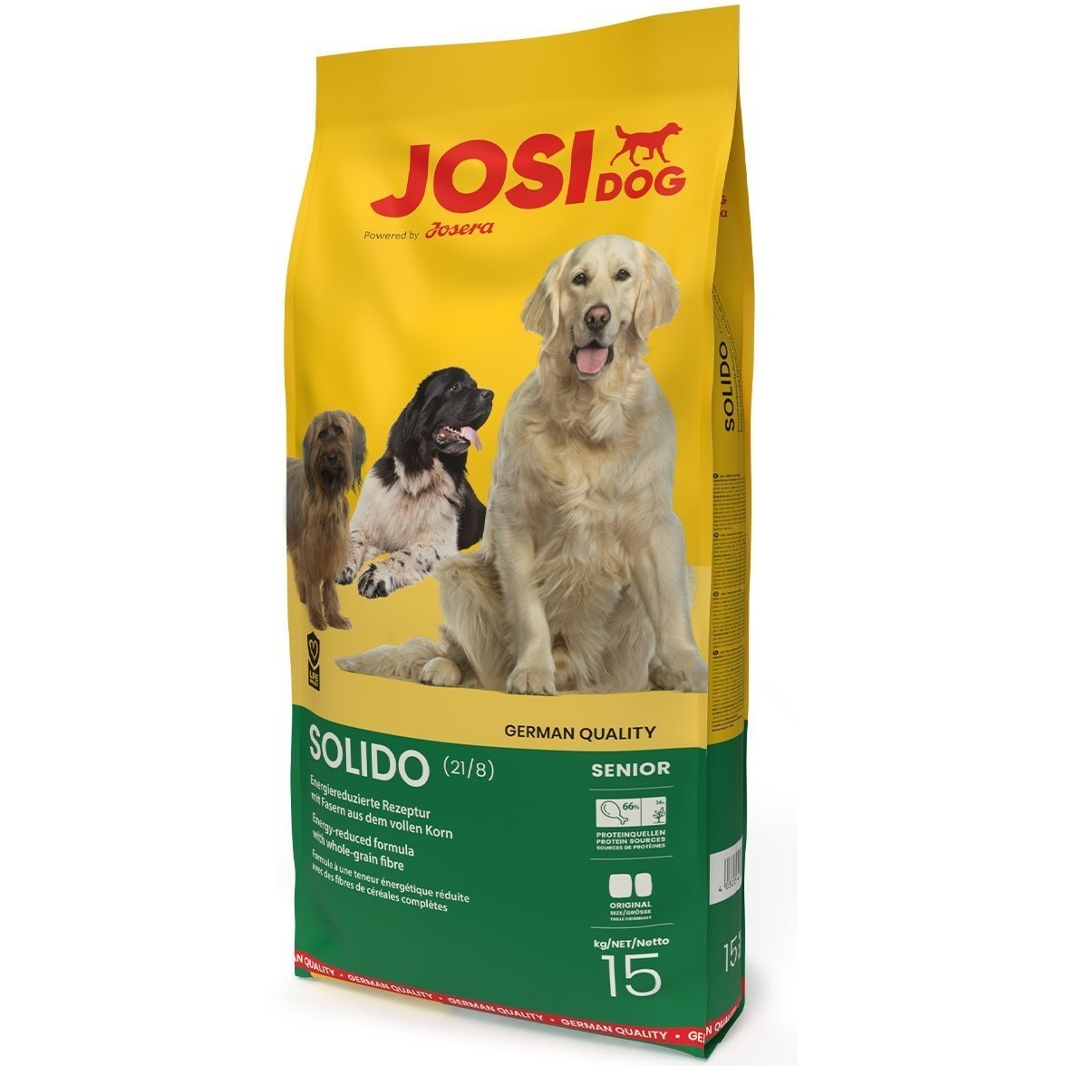Сухий корм для малоактивних та літніх собак JosiDog Solido з птицею, кукурудзою та рисом, 18 кгфото1