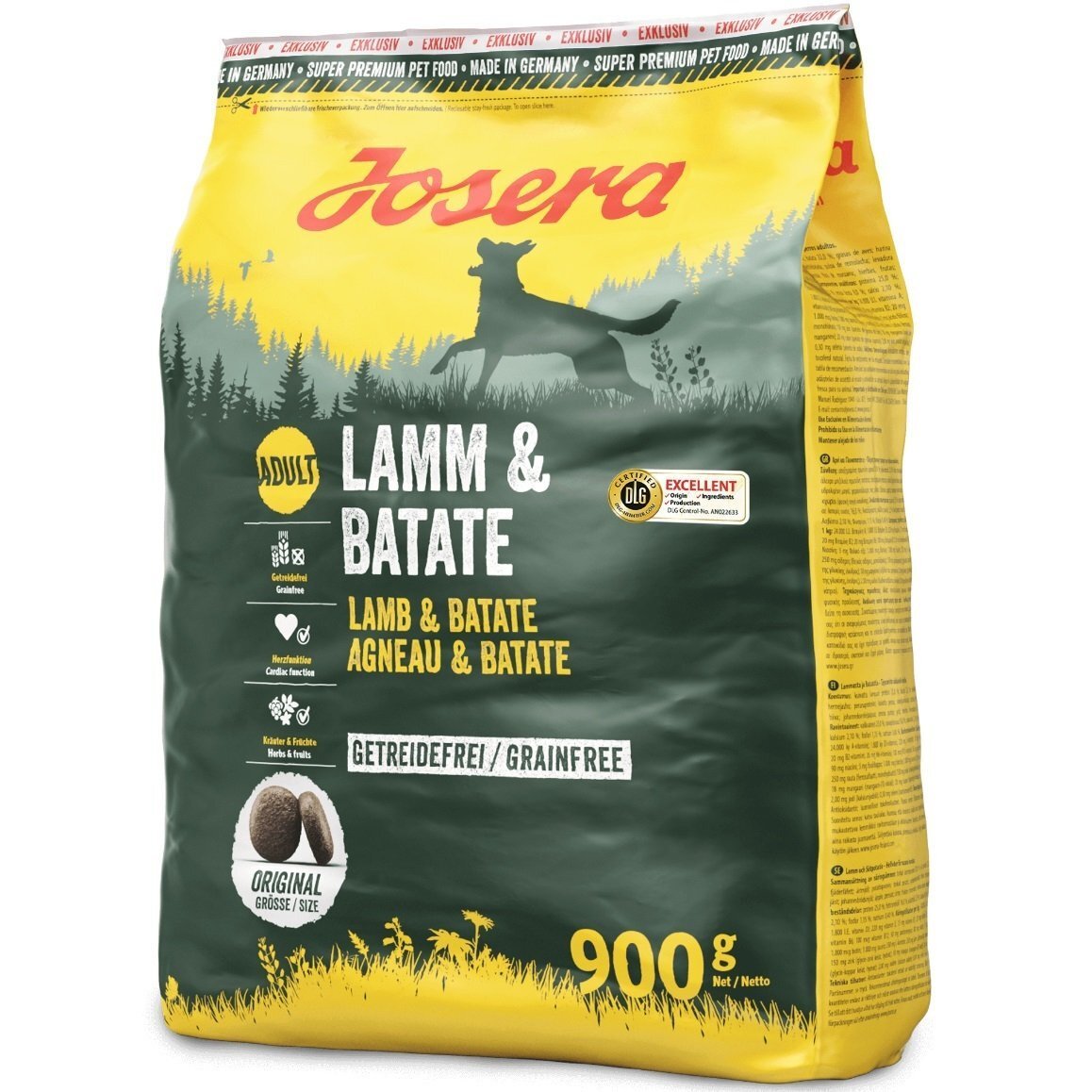 Сухий корм для дорослих та активних собак Josera Adult Lamm &amp; Batate з ягням та бататом, 0,9 кгфото