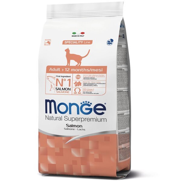 Сухой корм для кошек MONGE CAT Adult с лососем, 0,4 кг