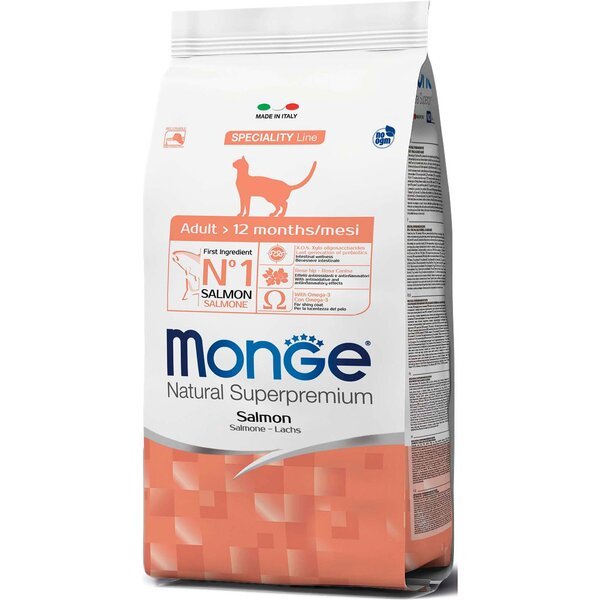 Сухой корм для кошек MONGE CAT Adult с лососем, 10 кг