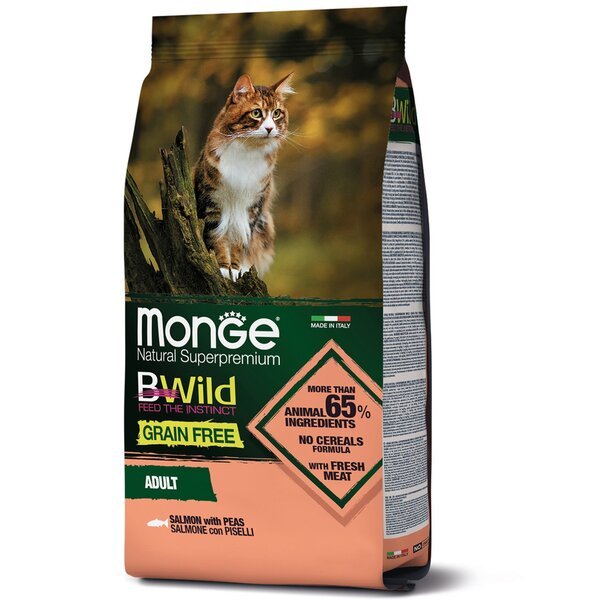 

Сухой корм для взрослых кошек Monge Cat Be Wild Gr.Free с лососем, 1.5 кг