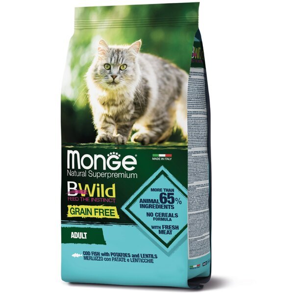 

Сухой корм для взрослых кошек Monge Cat Be Wild Gr.Free с треской 1.5 кг