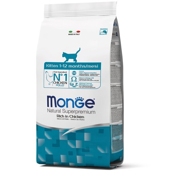 Сухой корм для котят всех пород Monge Cat Kitten со вкусом курицы и риса 0,4 кг