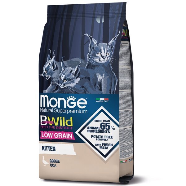 

Сухой корм для котят Monge Cat Be Wild Low Grain Kitten низкозерновой, с мясом гуся, 1.5 кг