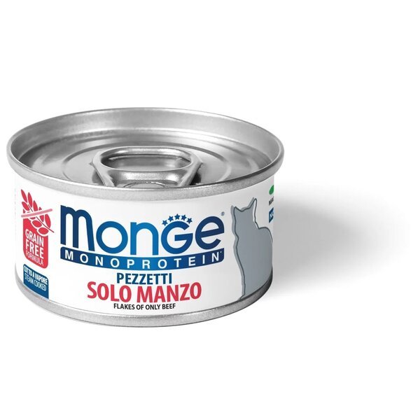 Влажный корм для кошек Monge Cat Monoprotein мясные хлопья из говядины, 80 г