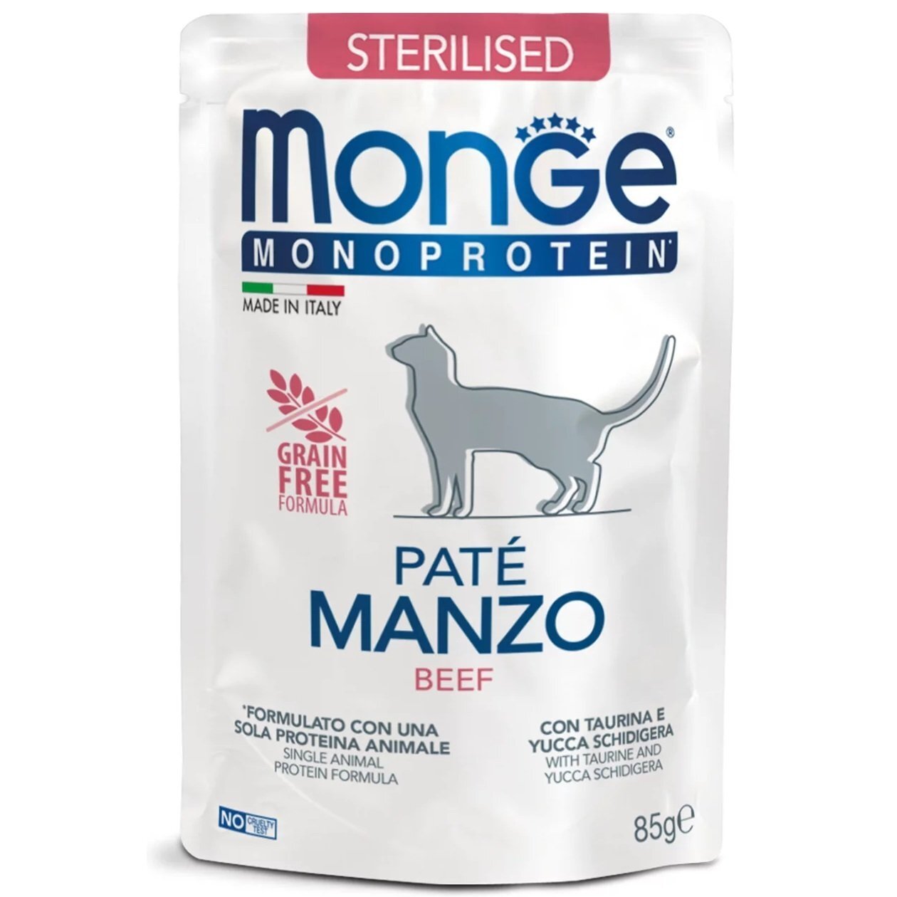 Паштет для стерилизованных кошек Monge Cat Monoprotein Sterilised говядина 85 г фото 1