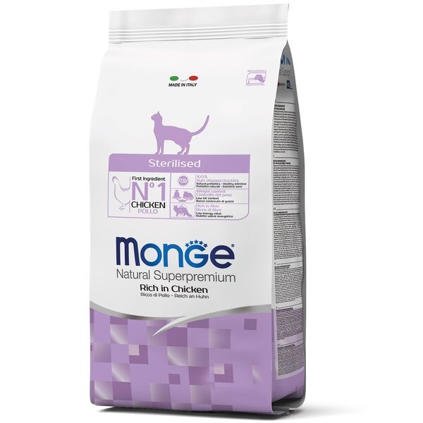 Сухой корм для кошек всех пород Monge Cat Sterilized со вкусом курицы и лосося 1,5 кг