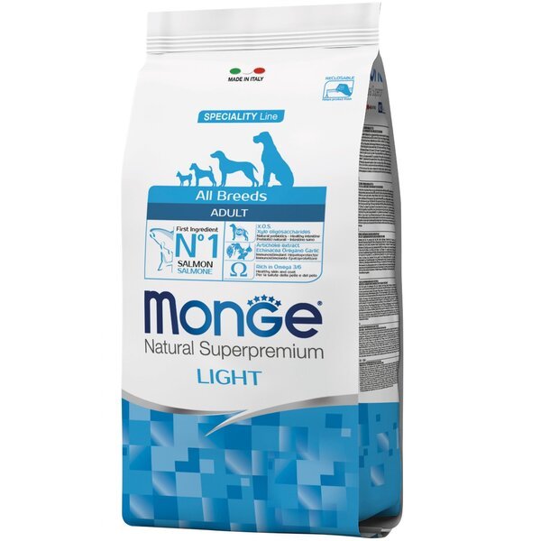 Сухой корм для собак с лишним весом Monge Dog All breeds Adult Light лосось с рисом 2,5 кг