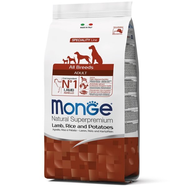 Сухой корм для собак Monge Dog All breeds Adult со вкусом ягненка, риса и картофеля 2,5 кг