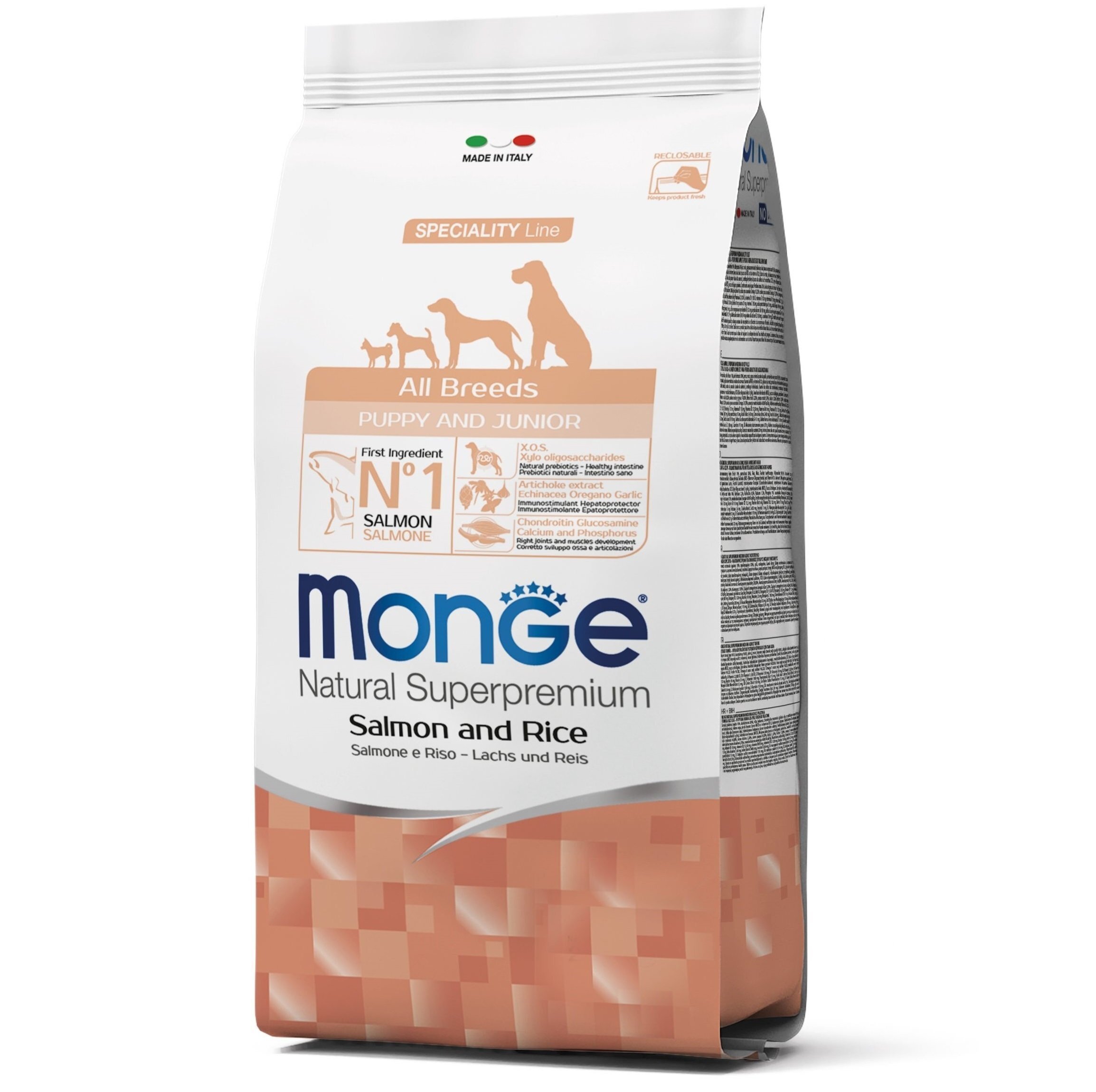 Сухий корм для цуценят Monge Dog All breeds Puppy&Junior Salmon&Rice зі смаком лосося та рису 2,5 кгфото1
