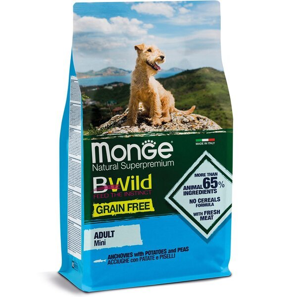 

Сухой корм для собак Monge Dog Bwild Gr.Free Mini беззерновой с анчоусом 2,5 кг