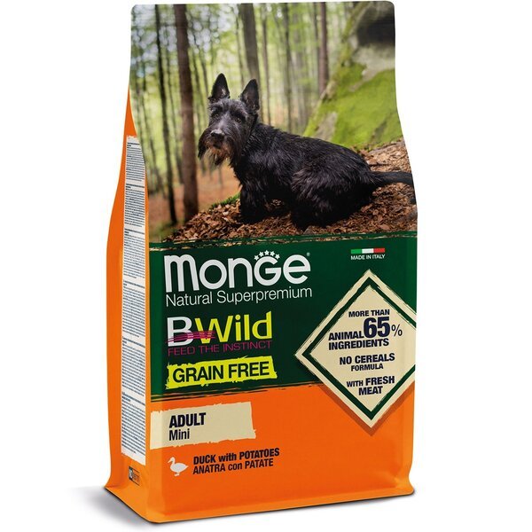 Сухой корм для собак Monge Dog Bwild Gr.Free Mini беззерновой с уткой 2,5 кг