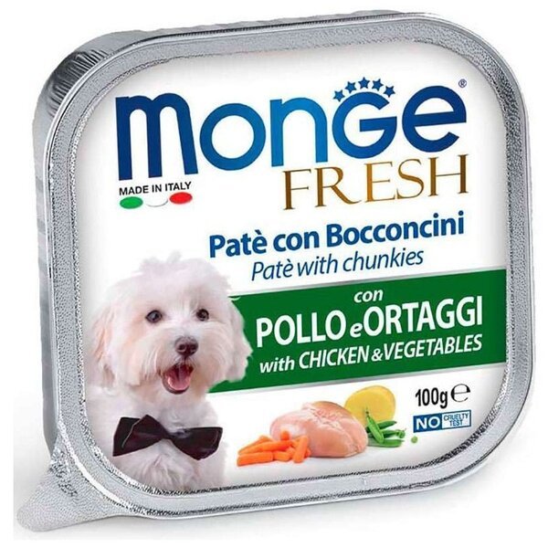 Влажный корм для собак Monge Dog Fresh со свежей курицей и овощами 100 г