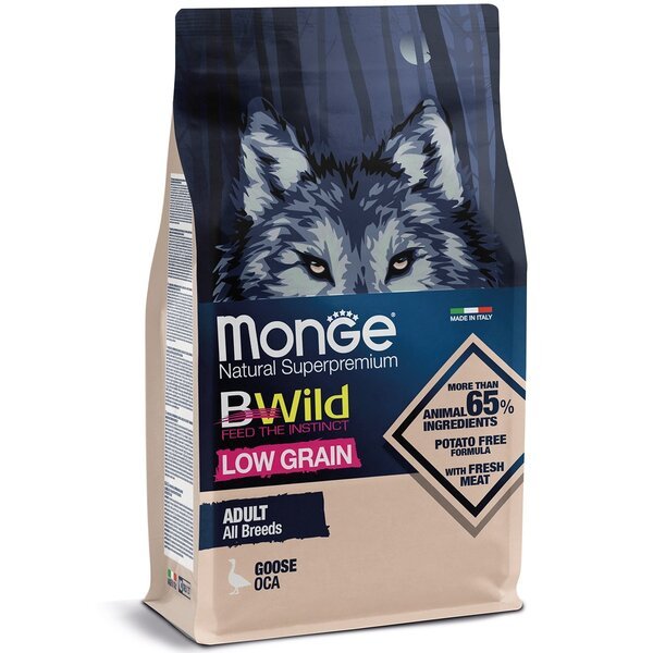 Сухой корм для собак Monge Dog Be Wild Low Grain с мясом гуся, 2,5 кг