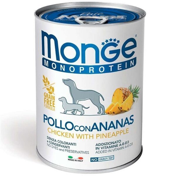 Влажный корм для собак Monge Dog Fruit Monoprotein курица с ананасом 400 г