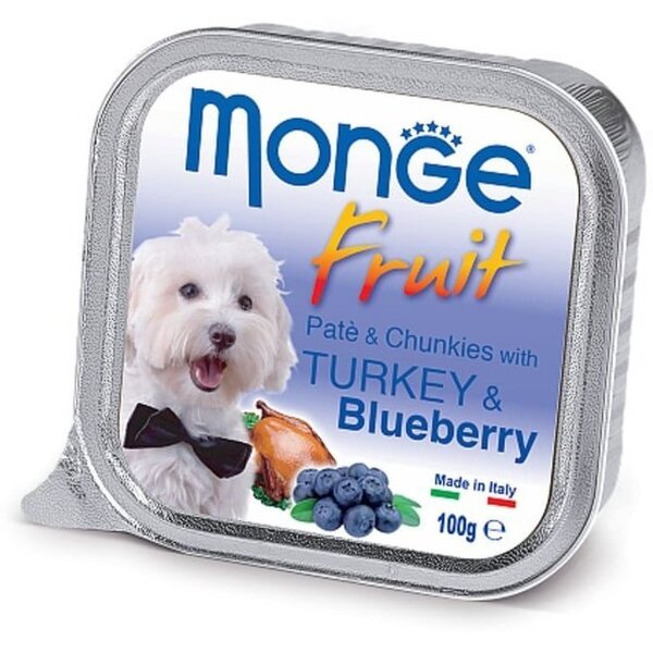 Влажный корм для собак Monge Dog Fruit с индейкой и черникой, 100 г