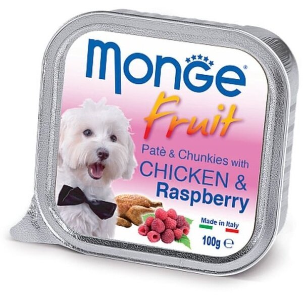 

Влажный корм для собак Monge Dog Fruit с курицей и малиной, 100 г