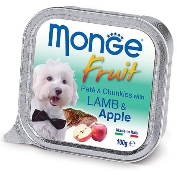 

Влажный корм для собак Monge Dog Fruit с ягненком и яблоком, 100 г