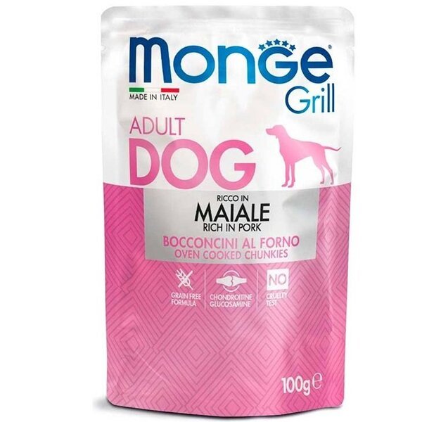 Влажный корм для собак Monge Dog Grill со свининой, 100 г