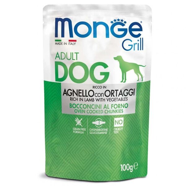 Влажный корм для собак Monge Dog Grill с ягненком и овощами, 100 г