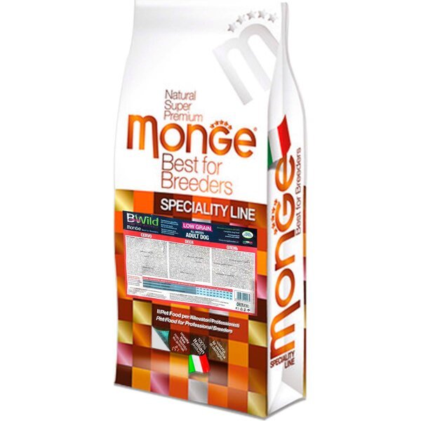 Сухой корм для собак Monge Dog Be Wild Low Grain с олениной, 15 кг