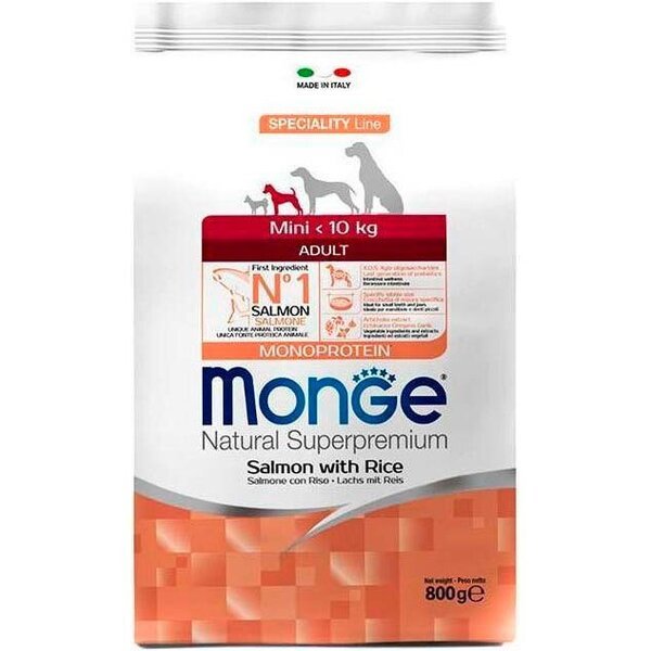Сухой корм для собак Monge Dog Mini Adult лосось и рис 0,8 кг
