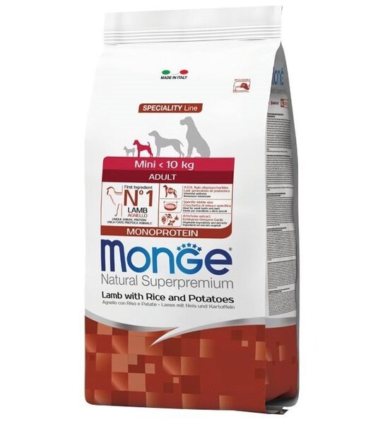 Сухой корм для собак Monge Mini Adult ягненок, рис, картофель 0,8 кг