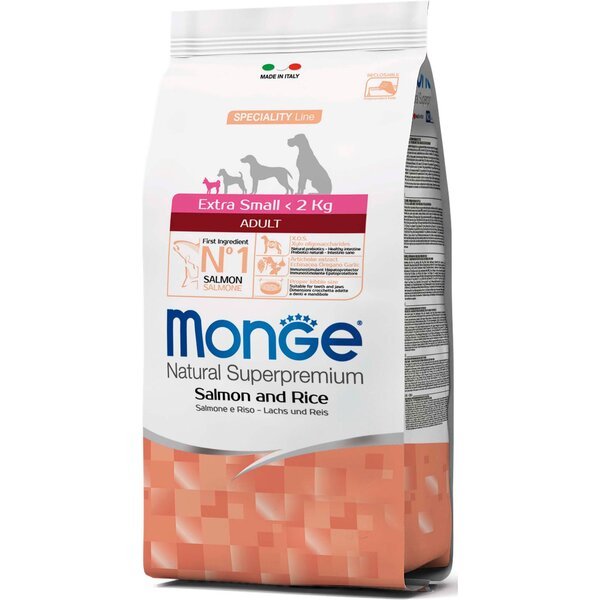 Сухой корм для собак Monge Dog Extra Small Adult лосось с рисом, 0,8 кг