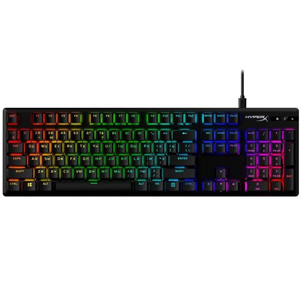 Акція на Игровая клавиатура HyperX Alloy Origins Aqua USB RGB PBT RU, Black (639N5AA) від MOYO