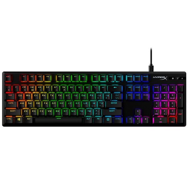 Игровая клавиатура HyperX Alloy Origins Red USB RGB PBT RU, Black (639N3AA)