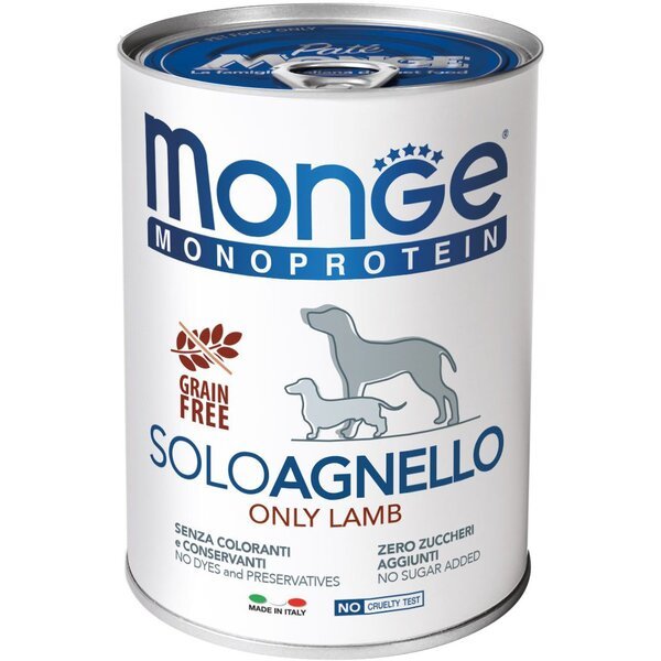 Влажный корм для собак Monge Dog Solo с ягненком, 400 г