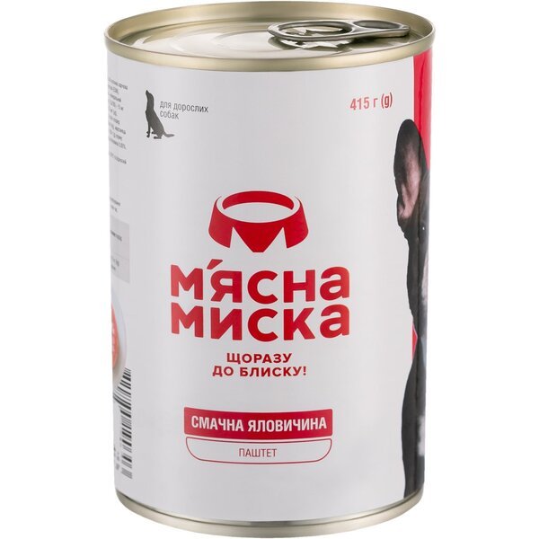 

Паштет для собак М'ясна Миска с говядиной 415 г